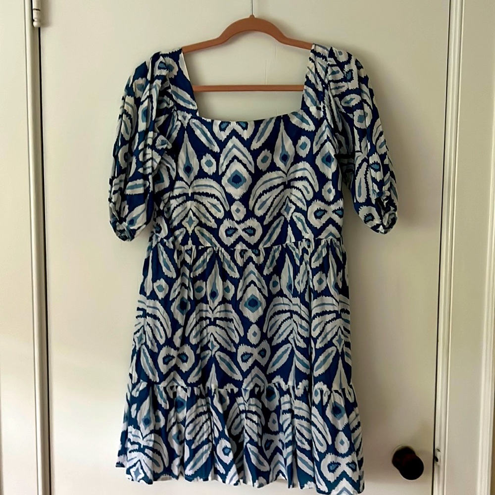 Mimi Seabrook King + Pitt Blue Ikat Dress